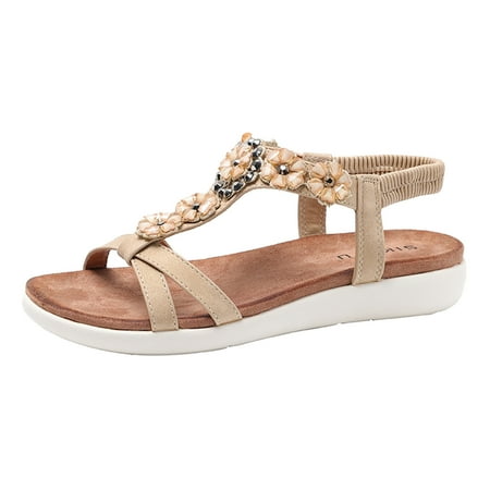 Cathalem Women Sandals Fashion New Pattern Style Rhinestone Decoration Casual Bohemian Style Beach Slippers Comfortable Flat Sandals Beige 41
Cathalem Women Sandals Fashion New Pattern Style Rhinestone Decoration Casual Bohemian Style Beach Slippers Comfortable Flat Sandals Beige 41