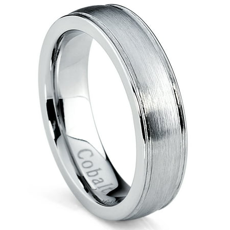 Cobalt Chrome Dome Brushed Wedding band, Comfort Fit Ring 5mm