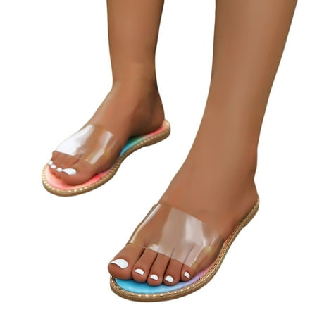 ZIZOCWA Simple Women Slippers Transparent Colorful Anti-Slip Beach Shoes Slides Large Size Outdoor Casual Flat Flip Flops Sandals Pink Size7.5
ZIZOCWA Simple Women Slippers Transparent Colorful Anti-Slip Beach Shoes Slides Large Size Outdoor Casual Flat Flip Flops Sandals Pink Size7.5