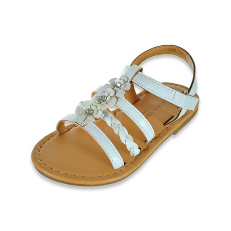 Laura Ashley Girls Pearl Flower Sandals - white 8 toddler