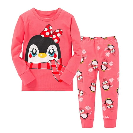 Kids Boys Girls Cartoon Sleepwear Nightwear Pj s Pajamas Sets Penguin Cotton Pyjamas Clothing 1-7Y