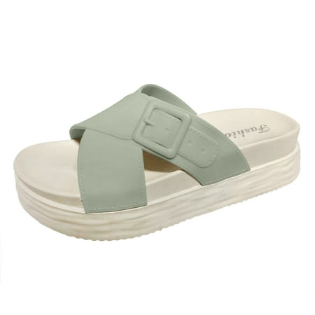 Ladies Fashion Summer Solid Leather Belt Buckle Decoration Thick Sole Casual Slippers Womens Slippers
Ladies Fashion Summer Solid Leather Belt Buckle Decoration Thick Sole Casual Slippers Womens Slippers