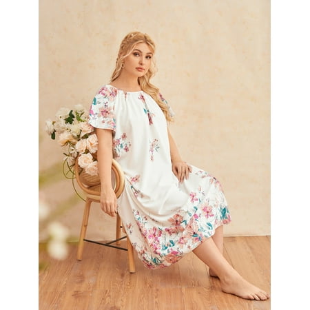 Women s Plus Flounce Sleeve Floral Print Sleep Dress 4XL(20) White Cute F22001D
Women s Plus Flounce Sleeve Floral Print Sleep Dress 4XL(20) White Cute F22001D