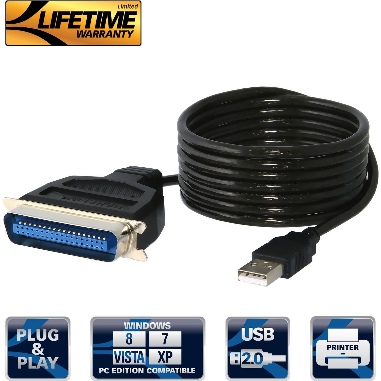 ICUSB1284D25 6ft USB to Parallel Printer Adapter Cable
