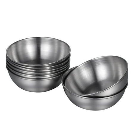 

BESTONZON 8pcs Stainless Steel Sauce Dishes Food Dipping Bowls Round Seasoning Dish Saucer Appetizer Plates