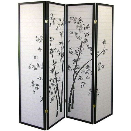4-panel Black Bamboo Room Divider