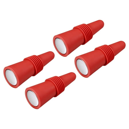 Uxcell Silicone Wine Bottle Stoppers Sealer Caps Cover for Drink Red 4Pack