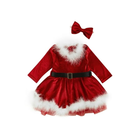 Ma&Baby Toddler Girls Christmas Outfit Sets Red Long Sleeve Plush Decor A-line Dress with Belt + Headband
Ma&Baby Toddler Girls Christmas Outfit Sets Red Long Sleeve Plush Decor A-line Dress with Belt + Headband