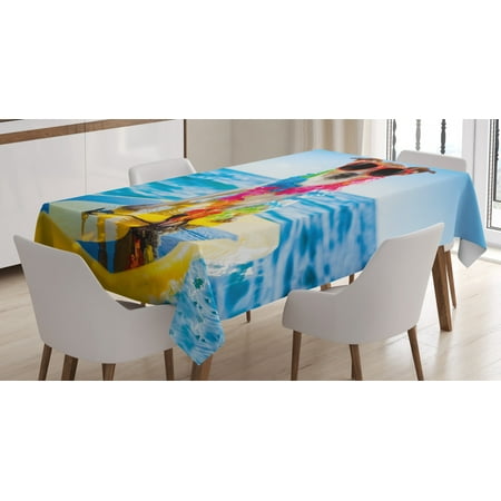 Ride The Wave Tablecloth Dog in the Ocean Surfing Cool Puppy Swimming Comic Coastal Animal Picture Rectangular Table Cover for Dining Room Kitchen 60 X 90 Inches Blue Yellow by Ambesonne
Ride The Wave Tablecloth Dog in the Ocean Surfing Cool Puppy Swimming Comic Coastal Animal Picture Rectangular Table Cover for Dining Room Kitchen 60 X 90 Inches Blue Yellow by Ambesonne