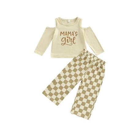 Suanret Kids Little Girls 2Pcs Pants Suit Letters Print Off-the-shoulder Pullover + Checkerboard Plaid Trousers Apricot 4-5 Years
Suanret Kids Little Girls 2Pcs Pants Suit Letters Print Off-the-shoulder Pullover + Checkerboard Plaid Trousers Apricot 4-5 Years