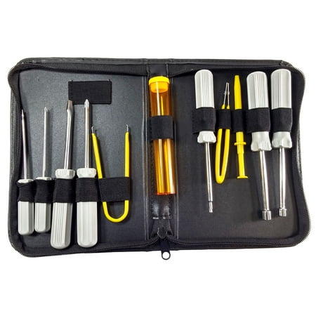 

12 Piece Computer and Electronics Toolkit with Flat #0 / #1 Phillips and T15 Screwdrivers Nut Drivers IC Extractor Spare Parts Tube and Tweezers (Model CTK1)