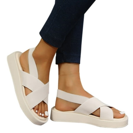 Aueoeo Low Heel Slip Toe Open Toe Beach Slip-On Sandals Clearance