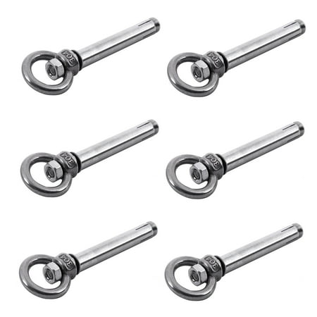 12Pcs Stainless Steel Raw Style Shield Anchor Eye Bolts M6 x 82mm Silver