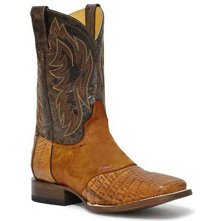 Men s Roper Cody Caiman Belly Tail Boots Handcrafted Tan