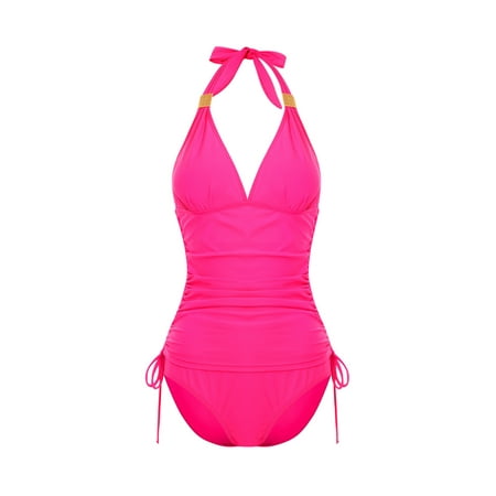 Amuver 2 Pieces Female Swimwear Solid Color Halter Neck Camisole with Drawstring+ Bikini Panties for Women S/M/L/XL/XXL
Amuver 2 Pieces Female Swimwear Solid Color Halter Neck Camisole with Drawstring+ Bikini Panties for Women S/M/L/XL/XXL