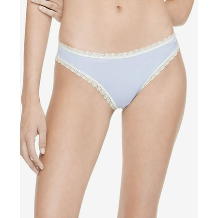 Calvin Klein Womens Lace Trim Thong Underwear Prepster Blue X-Large