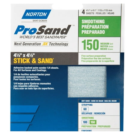 Norton 7660706077 High Performance Stick and Sand Sanding Sheet 4-1/2 in x 4-1/2 in 150 Grit
Norton 7660706077 High Performance Stick and Sand Sanding Sheet 4-1/2 in x 4-1/2 in 150 Grit