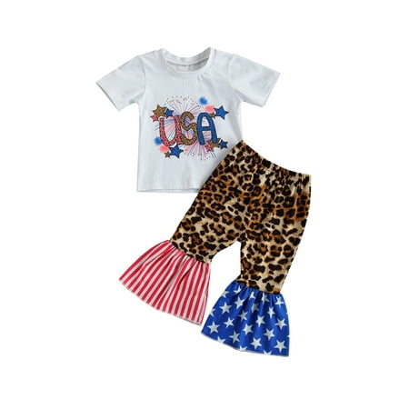 Newborn Baby Girls 4th of July Outfits Set USA T-Shirt Leopard Flared Pants White 0-6 Months
Newborn Baby Girls 4th of July Outfits Set USA T-Shirt Leopard Flared Pants White 0-6 Months