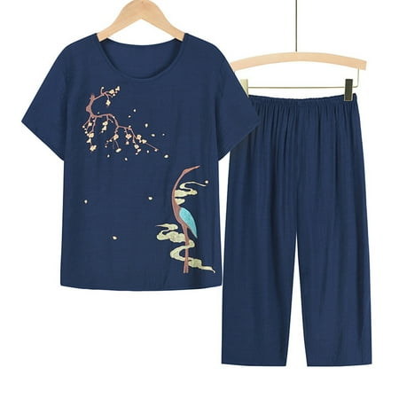 JNGSA Women s Capri Pajama Sets Plus Size Sleepwear Top and Capri Loose Pants 2 Piece Sleep Set Casual Lounge Suit Navy
JNGSA Women s Capri Pajama Sets Plus Size Sleepwear Top and Capri Loose Pants 2 Piece Sleep Set Casual Lounge Suit Navy