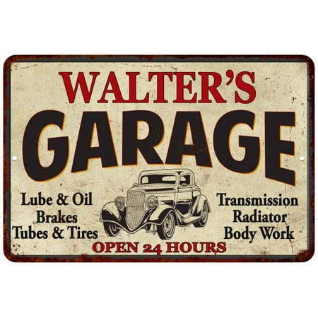 WALTER'S Garage Personalized Man Cave Metal Sign Decor 8x12 208120014044