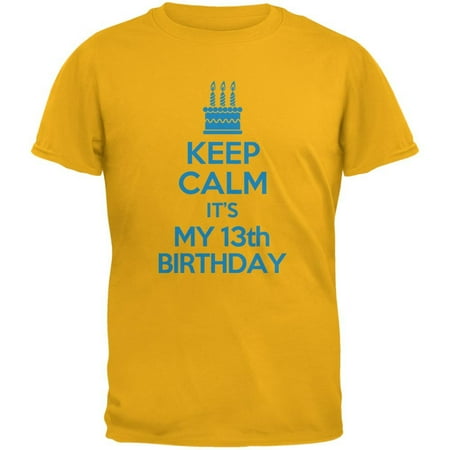 Keep Calm 13th Birthday Boy Gold Youth T-Shirt