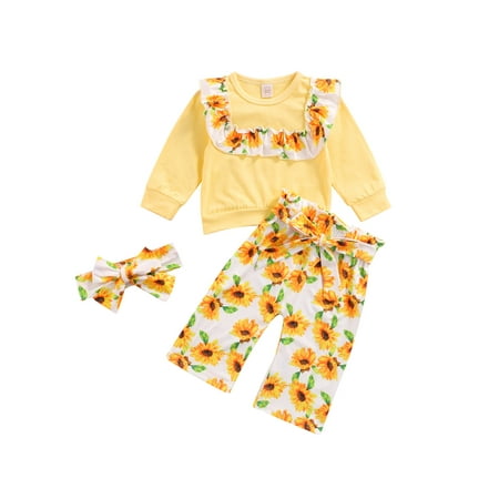 IZhansean Toddler Baby Girls 3Pcs Fall Spring Clothes Long Sleeve Ruffle Pullover Sweatshirts Floral Pants Headband Set Yellow 9-12 Months
IZhansean Toddler Baby Girls 3Pcs Fall Spring Clothes Long Sleeve Ruffle Pullover Sweatshirts Floral Pants Headband Set Yellow 9-12 Months