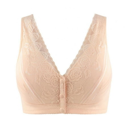 Xmarks Soft Cotton Bras for Women Wirefree Plus Size Front Closure - Wide Shoulder Straps Oversized Full-Coverage Wirefree Bra for Everyday Wear