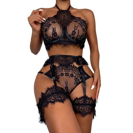Lingerie For Women Naughty Lace Hanging Neck Bikini Underwear Midnight Uderwear Set Sleepwear
Lingerie For Women Naughty Lace Hanging Neck Bikini Underwear Midnight Uderwear Set Sleepwear