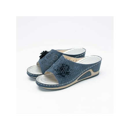 Daeful Womens Wedge Sandal Open Toe Slides Slip On Sandals Vacations Comfort Breathable Beach Slippers Dark Blue 7
Daeful Womens Wedge Sandal Open Toe Slides Slip On Sandals Vacations Comfort Breathable Beach Slippers Dark Blue 7