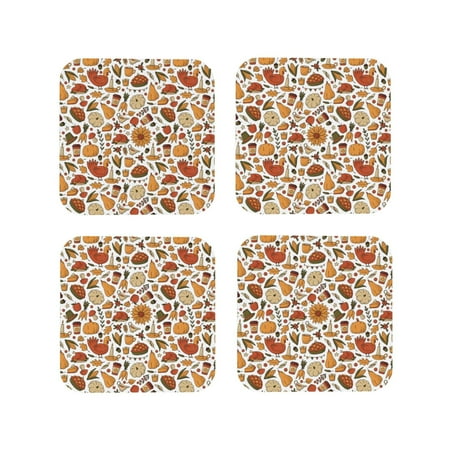 Coasters Set of 4 - Thanksgiving food Drink Coasters for Tabletop Protection Leather Coasters for Living Room Decor and Housewarming Gift Square
Coasters Set of 4 - Thanksgiving food Drink Coasters for Tabletop Protection Leather Coasters for Living Room Decor and Housewarming Gift Square