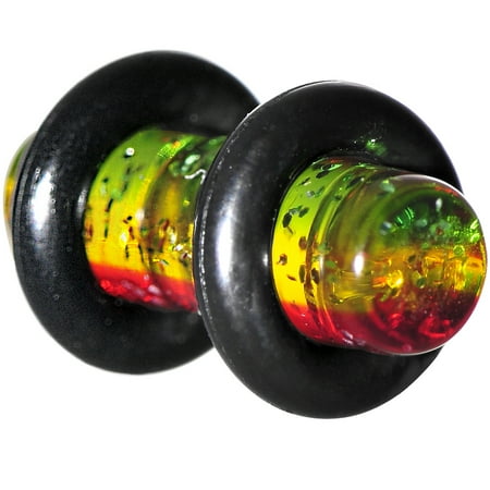 6 Gauge Red Yellow Green Acrylic Rasta Glitter Single Flare Plug (1 Piece)
