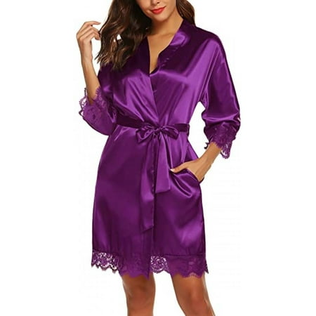 Fantadool Ladies Summer Thin Sleep Dress Bathrobe Medium Knee-length Pure Color Lace Three-Quarter Sleeve Makeup Dressing Gown Nightdress 
Fantadool Ladies Summer Thin Sleep Dress Bathrobe Medium Knee-length Pure Color Lace Three-Quarter Sleeve Makeup Dressing Gown Nightdress