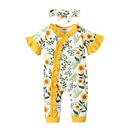 NZRVAWS Newborn Baby Girls Outfits 0 Months Baby Girls Jumpsuit 3 Months Baby Girls Sunflower Print Single Breasted Design Romper Headband 2Pcs Fall Winter Clothes Set Yellow
NZRVAWS Newborn Baby Girls Outfits 0 Months Baby Girls Jumpsuit 3 Months Baby Girls Sunflower Print Single Breasted Design Romper Headband 2Pcs Fall Winter Clothes Set Yellow