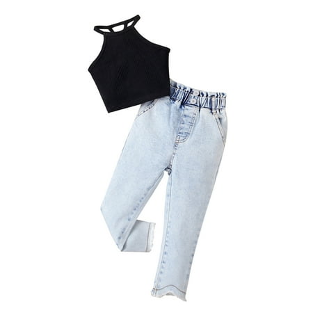 aturustex Toddler Girls Pants Suit Casual Street Knitting Summer Vest Tops Long Denim Pants with Pockets
aturustex Toddler Girls Pants Suit Casual Street Knitting Summer Vest Tops Long Denim Pants with Pockets
