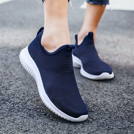 

XIAQUJ Fashion Spring and Summer Women Sports Shoes Flat Bottom Lightweight Fly Woven Mesh Breathable Slip on Comfortable Casual Women s Fashion Sneakers Blue 9(42)