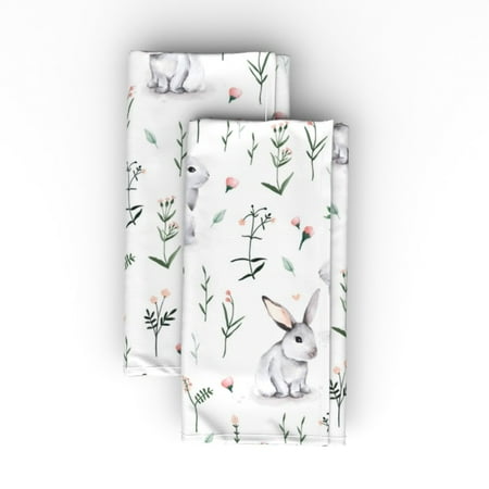 Linen Cotton Canvas Dinner Napkins (Set of 2) - Bunnies Watercolor Rabbits Easter Spring Florals Baby Nursery Flower Print Cloth Dinner Napkins by Spoonflower
Linen Cotton Canvas Dinner Napkins (Set of 2) - Bunnies Watercolor Rabbits Easter Spring Florals Baby Nursery Flower Print Cloth Dinner Napkins by Spoonflower