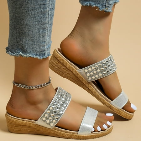 Cathalem Ladies Fashion Summer Vintage Boho Fish Mouth Rhinestone Wedge Sandals Wedding Shoes for Women Sandals Silver 6.5
Cathalem Ladies Fashion Summer Vintage Boho Fish Mouth Rhinestone Wedge Sandals Wedding Shoes for Women Sandals Silver 6.5