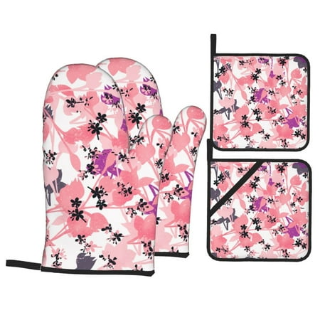 LNWH Oven Mitts Oven Mitts and Pot Holders Set Outdoor BBQ Mitts Heat Resistant Cooking Pink Flower Pattern
LNWH Oven Mitts Oven Mitts and Pot Holders Set Outdoor BBQ Mitts Heat Resistant Cooking Pink Flower Pattern