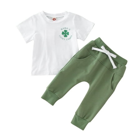 Zlekejiko St. Patric.k s Day 2PCS Toddler Baby Boy Summer Clothes Set Letter Print Short Sleeve T Shirt Solid Drawstring Pants Outfit
Zlekejiko St. Patric.k s Day 2PCS Toddler Baby Boy Summer Clothes Set Letter Print Short Sleeve T Shirt Solid Drawstring Pants Outfit