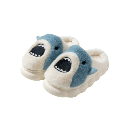 Crocowalk Unisex Plush Slipper Memory Foam Warm House Shoes Cartoon Winter Slippers Breathable Lined Shoe Women Comfort Slip On Moaccasins Closed Toe Blue 5.5-6