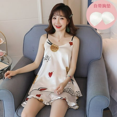 DanceeMangoo Cartoon Print Lovely Sleepwear Home Suit Summer V Neck Sleeveless Sexy Pyjamas Womens Two Piece Silk Pajamas Set with Chest Pad
DanceeMangoo Cartoon Print Lovely Sleepwear Home Suit Summer V Neck Sleeveless Sexy Pyjamas Womens Two Piece Silk Pajamas Set with Chest Pad