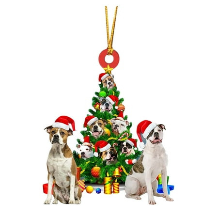 Christmas Decoration Pet Puppy Acrylic Pendant Car Rearview Mirror Dog Hanging Ornaments New Year Tree Home Festoon A