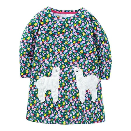 Summer Dresses For Girls And Toddler S Long Sleeve Dress Cartoon Floral And Cute Sheep Appliques Flared Dress For 2-3 Years
Summer Dresses For Girls And Toddler S Long Sleeve Dress Cartoon Floral And Cute Sheep Appliques Flared Dress For 2-3 Years