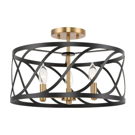 Kira Home Isabelle 16 3-Light Modern Semi-Flush Mount Ceiling Light Metal Drum Shade Warm Brass Accents + Black
Kira Home Isabelle 16 3-Light Modern Semi-Flush Mount Ceiling Light Metal Drum Shade Warm Brass Accents + Black