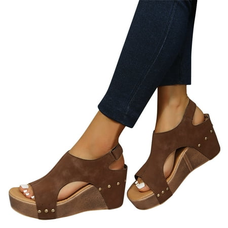 Aayomet Sandals for Women Casual Summer Women Summer Solid Hook Loop Casual Open Toe Wedges Comfortable Beach Shoes Sandals Brown 7.5
Aayomet Sandals for Women Casual Summer Women Summer Solid Hook Loop Casual Open Toe Wedges Comfortable Beach Shoes Sandals Brown 7.5