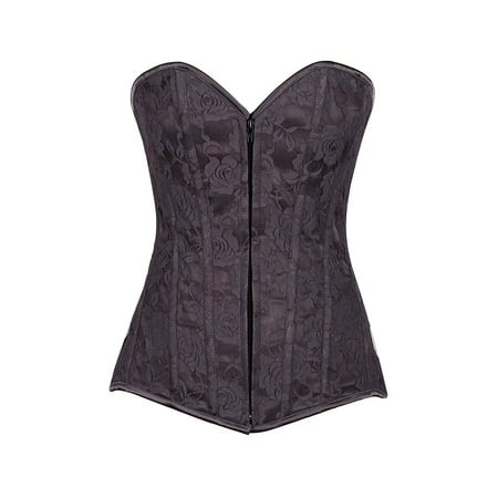 Lavish Dark Grey Lace Overbust Corset w/Zipper