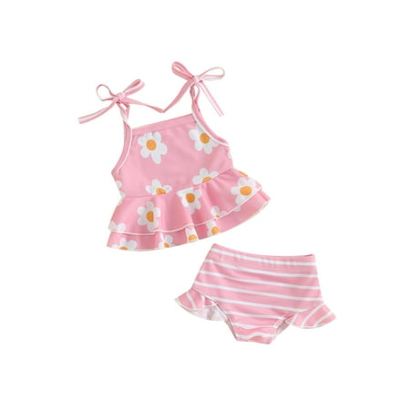 Bslissey Toddler Baby Girls Swimsuits Outfits Sleeveless Flower Print Layered Hem Tie Up Tops + Shorts 2Pcs Bikini Set Infant Cute Bathing Suit Beach Wear 3M-3T
Bslissey Toddler Baby Girls Swimsuits Outfits Sleeveless Flower Print Layered Hem Tie Up Tops + Shorts 2Pcs Bikini Set Infant Cute Bathing Suit Beach Wear 3M-3T