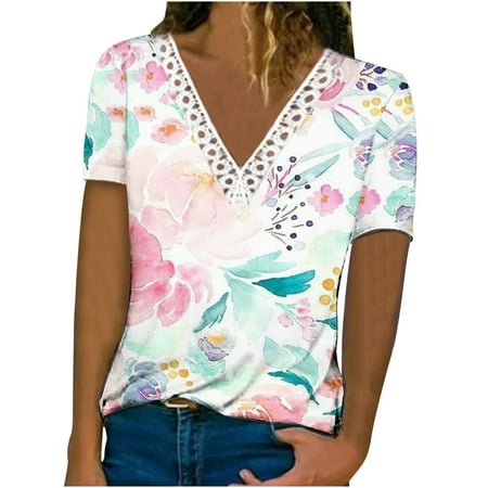 Sentuca Cute Tops for Women Short Sleeve Print T Shirts Lace Loose Fit Casual V Neck Corset Tops Pink 3XL
Sentuca Cute Tops for Women Short Sleeve Print T Shirts Lace Loose Fit Casual V Neck Corset Tops Pink 3XL