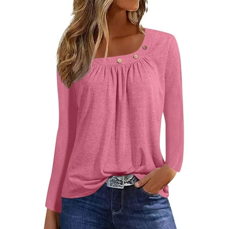 RPVATI New Womens Tops Summer Plus Size Button Shirts Maternity Long Sleeve Tunic Basic Crew Neck Outfits Blouse Casual Fall Ladies Clothing Solid Color Pleated T Shirts Pink M
RPVATI New Womens Tops Summer Plus Size Button Shirts Maternity Long Sleeve Tunic Basic Crew Neck Outfits Blouse Casual Fall Ladies Clothing Solid Color Pleated T Shirts Pink M