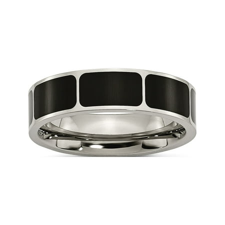 Designer Titanium Black Enamel Flat 6Mm Polished Band (Length=0.00) (Width=6.00) Made In China -Jewelry By Sweet Pea Creations